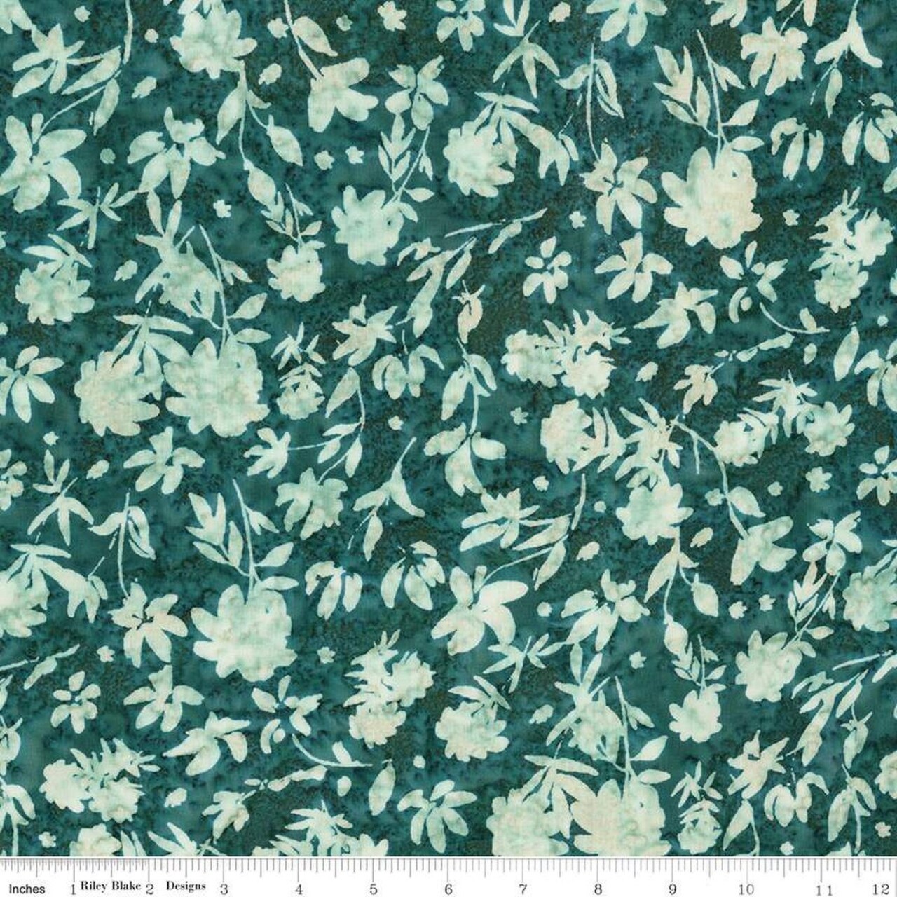Fabric Riley Blake Smoky Teal Sew Soft Rayon Batiks Flower Mix by the Quarter Yard BTR23468-279